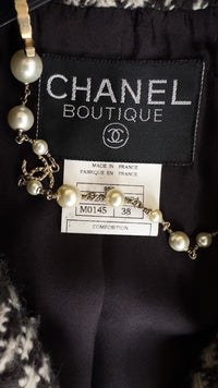 CHANEL 95A Vintage Dark Brown Ivory CC Logo Buttons Tweed Jacket Coat 38 シャネル ヴィンテージ ダークブラウン アイボリー CCロゴボタン ツイード ジャケット コート 即発