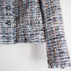CHANEL 04S Blue Mix Fringe Cotton Lesage Tweed Jacket Skirt Suit Daisy CC 38 シャネル ブルー マルチ ルサージュ ツイード ジャケット スカート スーツ デイジー CCボタン 即発
