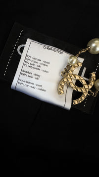 CHANEL 15C Black Tweed Calf Leather Collars White Cuffs Jacket 42 シャネル ブラック・カーフレザー襟 カフス付 ツイード・ジャケット 即発
