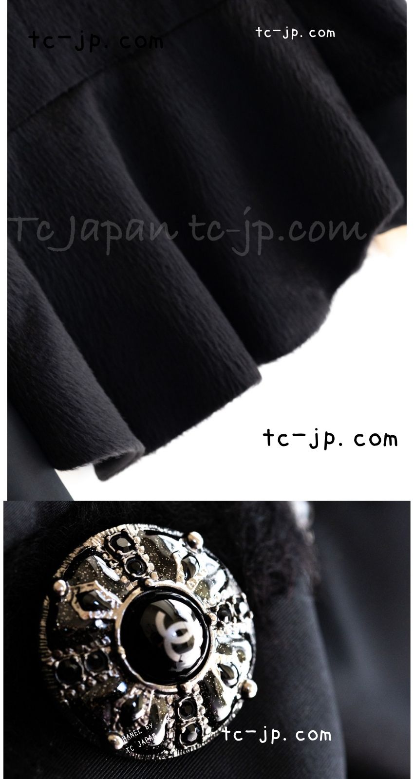 CHANEL 10A Black Alpaca Wool Gripox Buttons Jacket 38 シャネル ブラック アルパカ ウール グリポワ 宝石ボタン ペプラム ジャケット 即発