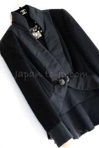 CHANEL 10A Black Alpaca Wool Gripox Buttons Jacket 38 シャネル ブラック アルパカ ウール グリポワ 宝石ボタン ペプラム ジャケット 即発