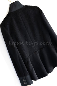 CHANEL 10A Black Alpaca Wool Gripox Buttons Jacket 38 シャネル ブラック アルパカ ウール グリポワ 宝石ボタン ペプラム ジャケット 即発