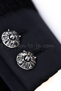 CHANEL 10A Black Alpaca Wool Gripox Buttons Jacket 38 シャネル ブラック アルパカ ウール グリポワ 宝石ボタン ペプラム ジャケット 即発