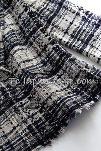 CHANEL 06S Beige Black Navy Metallic Lesage Ribbon Cotton Tweed Jacket 40 42 シャネル ベージュ ブラック ネイビー ルサージュ リボン コットン ツイード ジャケット 即発