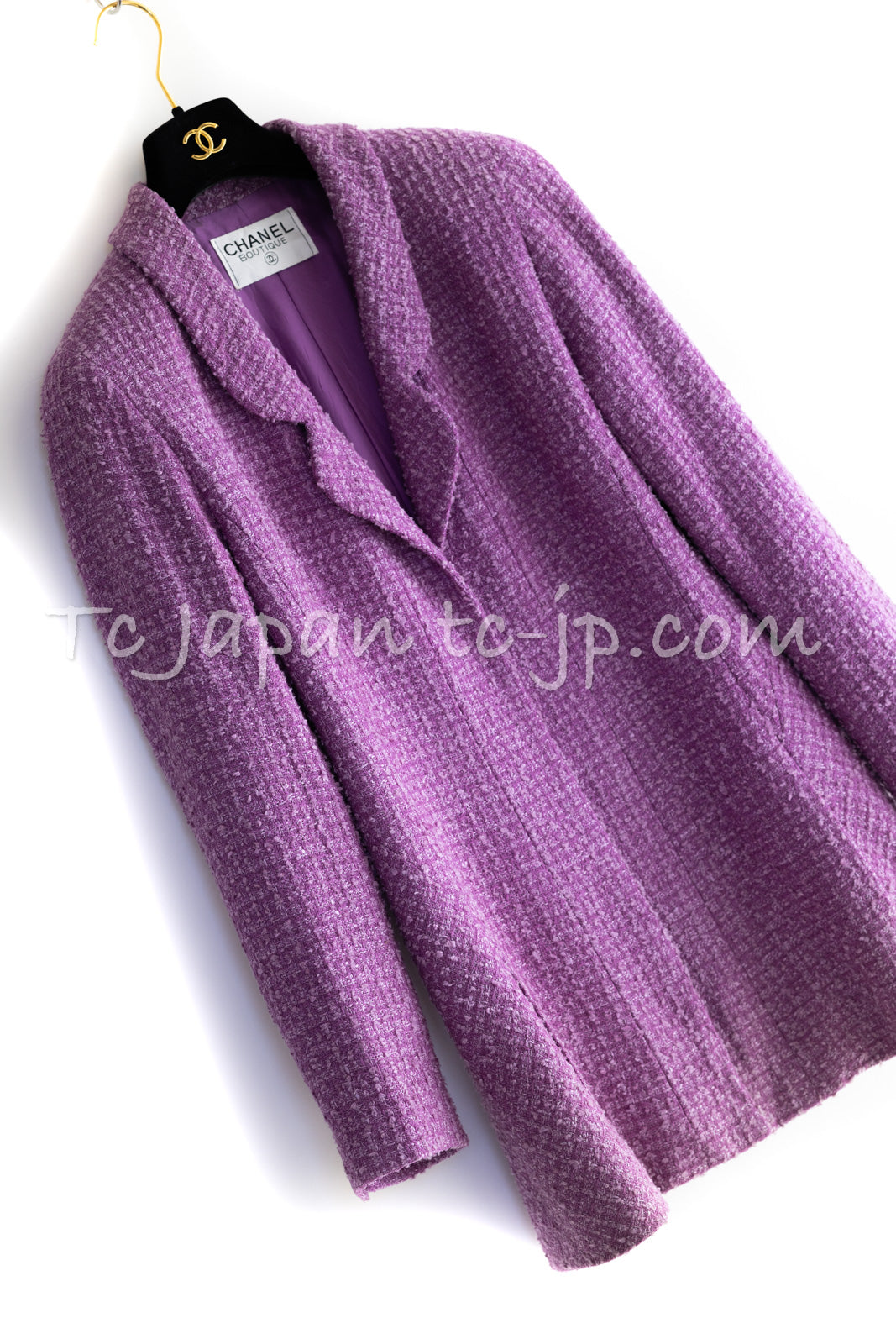 CHANEL 94S Documented ICONIC Lavender Purple Vintage Naomi Campbell Tweed Jacket 38 シャネル ラベンダー パープル ヴィンテージ ナオミ キャンベル ツイード ジャケット 即発