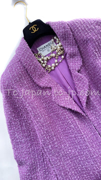 CHANEL 94S Documented ICONIC Lavender Purple Vintage Naomi Campbell Tweed Jacket 38 シャネル ラベンダー パープル ヴィンテージ ナオミ キャンベル ツイード ジャケット 即発