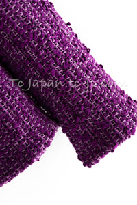 CHANEL 21C Purple Cotton Tweed Jacket CC Button 38 40 シャネル パープル コットン ツイード ジャケット CCボタン 即発