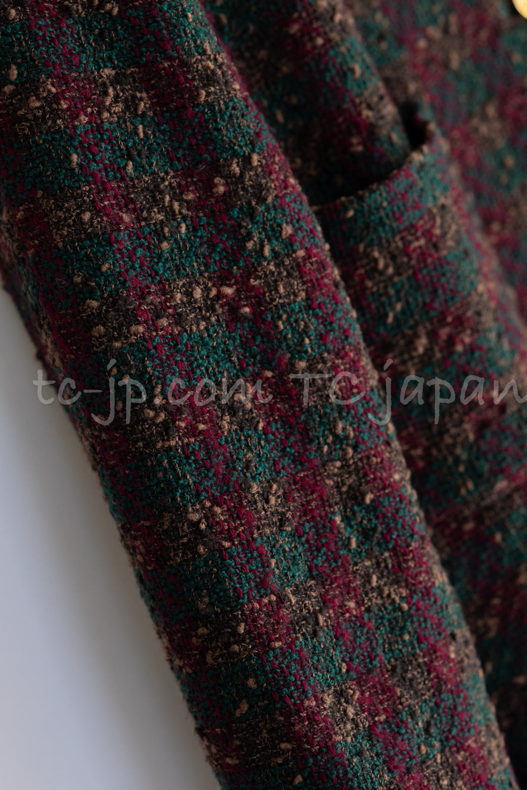 CHANEL 89A Vintage Wine Red Brown Green Wool Tweed Runway Jacket 42 44 シャネル ヴィンテージ ワインレッド ブラウン グリーン ツイード ジャケット 即発