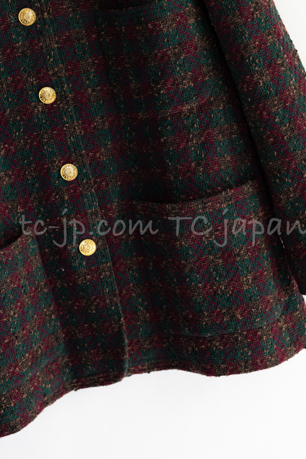 CHANEL 89A Vintage Wine Red Brown Green Wool Tweed Runway Jacket 42 44 シャネル ヴィンテージ ワインレッド ブラウン グリーン ツイード ジャケット 即発