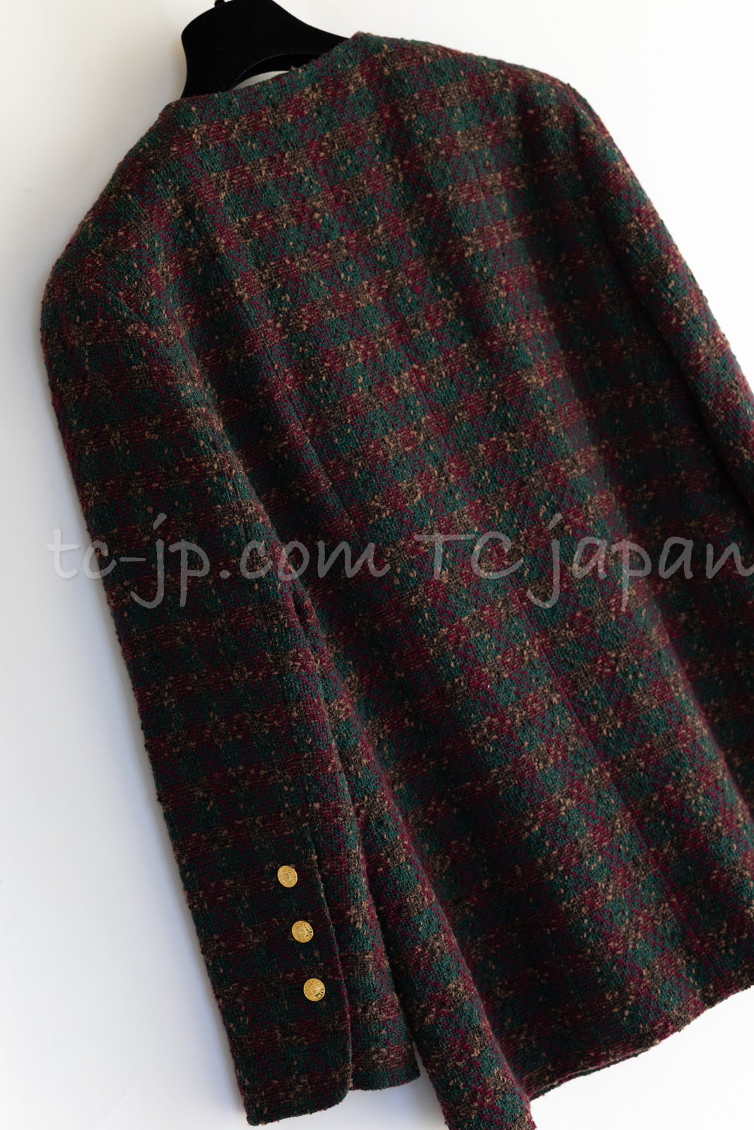 CHANEL 89A Vintage Wine Red Brown Green Wool Tweed Runway Jacket 42 44 シャネル ヴィンテージ ワインレッド ブラウン グリーン ツイード ジャケット 即発