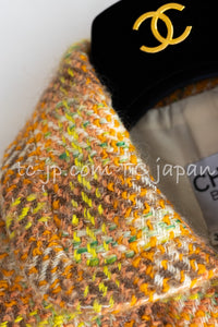 CHANEL 89A Vintage Orange Yellow Wool Tweed Jacket Coat 38 40 42 シャネル ヴィンテージ オレンジ イエロー ウール ツイード ジャケット コート 即発