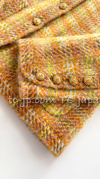 CHANEL 89A Vintage Orange Yellow Wool Tweed Jacket Coat 38 40 42 シャネル ヴィンテージ オレンジ イエロー ウール ツイード ジャケット コート 即発