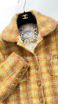 CHANEL 89A Vintage Orange Yellow Wool Tweed Jacket Coat 38 40 42 シャネル ヴィンテージ オレンジ イエロー ウール ツイード ジャケット コート 即発