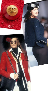 CHANEL 93A Vintage Red Sequin Wool Jacket Coat 38 40 42 シャネル ヴィンテージ レッド スパンコール ウール ジャケット コート 即発