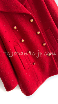 CHANEL 93A Vintage Red Sequin Wool Jacket Coat 38 40 42 シャネル ヴィンテージ レッド スパンコール ウール ジャケット コート 即発