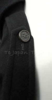 CHANEL 05A Vintage Black Soft Light Cashmere A-line Flared Long Coat 38 40 シャネル ヴィンテージ ブラック カシミア Aライン フレア ロング コート 即発