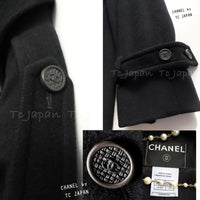 CHANEL 05A Vintage Black Soft Light Cashmere A-line Flared Long Coat 38 40 シャネル ヴィンテージ ブラック カシミア Aライン フレア ロング コート 即発