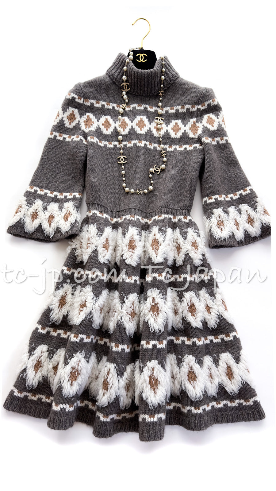 CHANEL 19A Charcoal Gray Wool Cashmere Knit Dress 34 シャネル  チャコールグレー・ウール・カシミア・ニット・ワンピース 即発