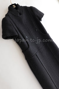 CHANEL 04A Black Wool Angora Tweed Dress 36 シャネル ブラック ウール アンゴラ ツイード ワンピース 即発