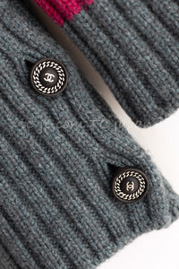 CHANEL 12A Navy Gray Pink Cashmere Wool Knit Sweater CC Logo Buttons 38 シャネル ネイビー グレー ピンク カシミヤ ウール モヘア ニット セーター ココマークボタン 即発