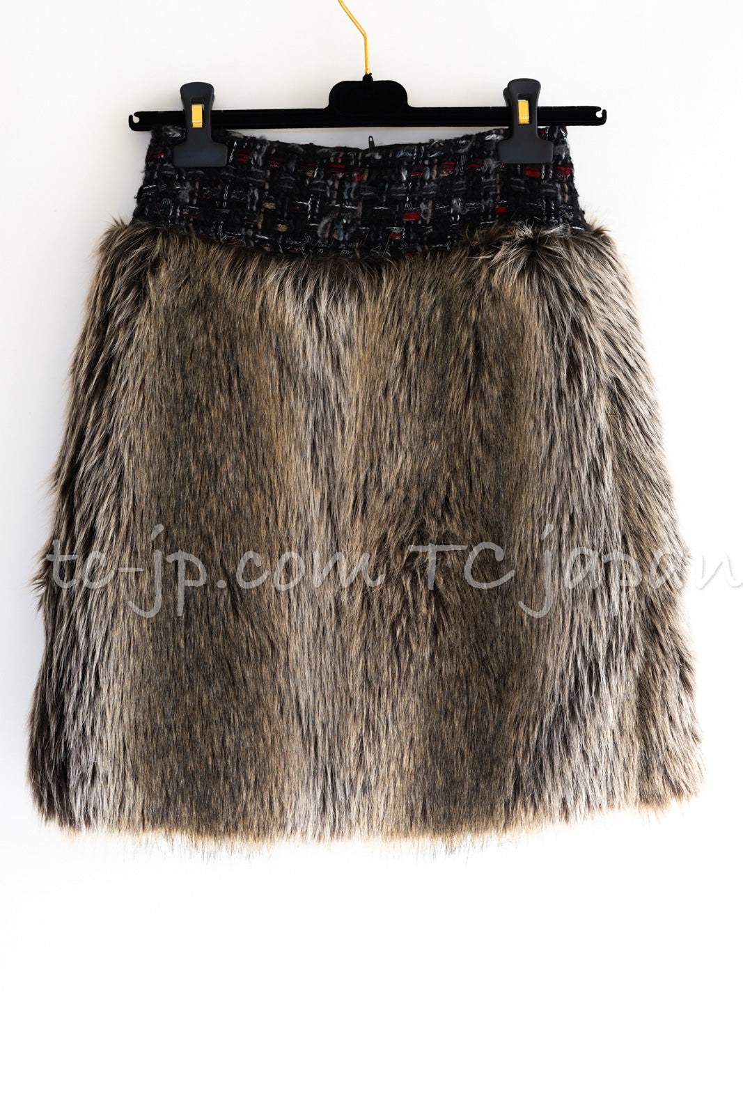 CHANEL 10A Black Re d Wool Lesage Tweed Fantasy Fur Mini Skirt 34 シャネル ブラック レッド ウール ルサージュ ファンタジー ファー ミニ スカート 即発