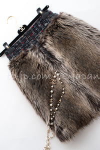CHANEL 10A Black Re d Wool Lesage Tweed Fantasy Fur Mini Skirt 34 シャネル ブラック レッド ウール ルサージュ ファンタジー ファー ミニ スカート 即発