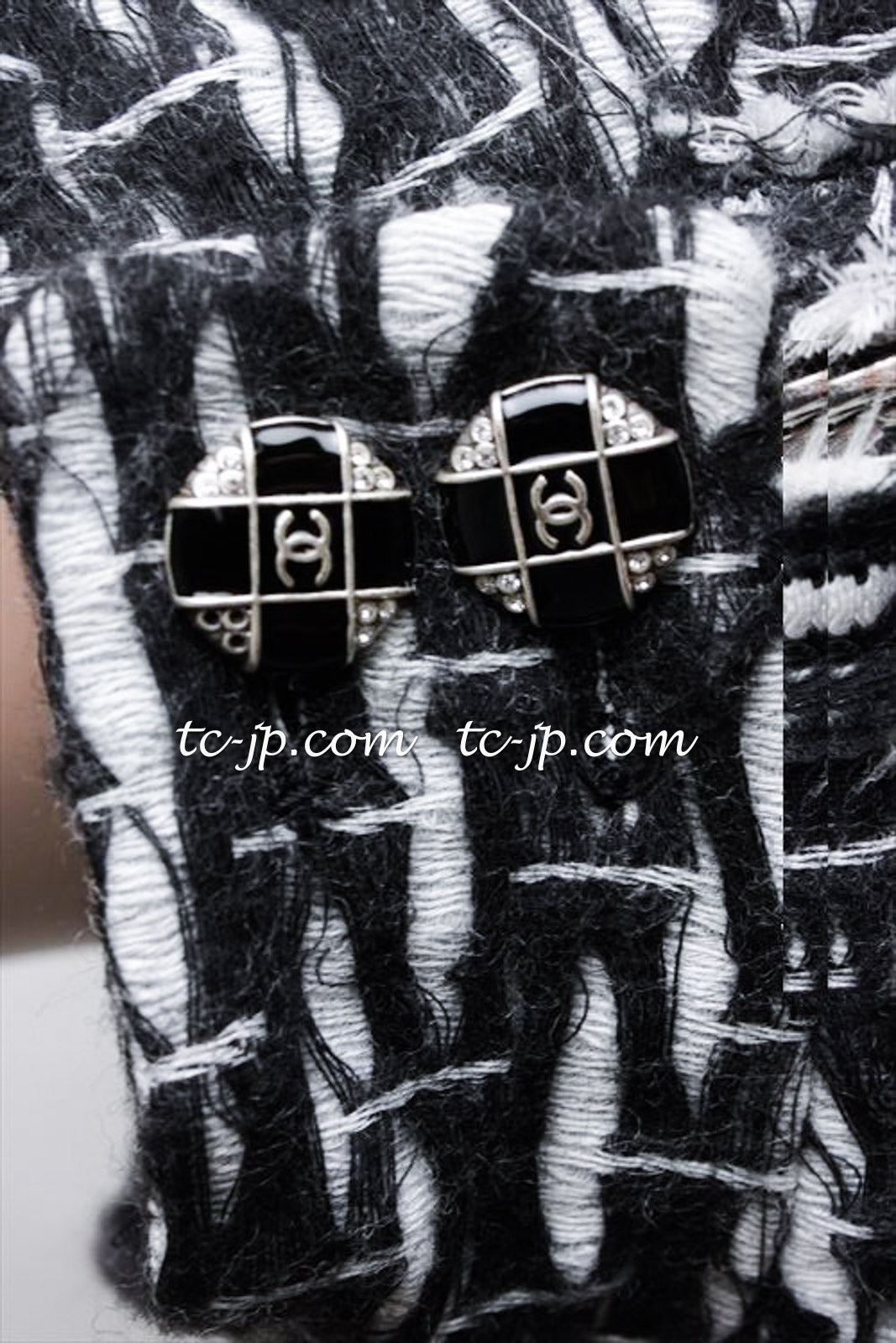 CHANEL 10PF Black White Zipper Stand Collar Jacket Coat 42 シャネル ブラック ホワイト ジッパー スタンド襟 ジャケット コート 即発