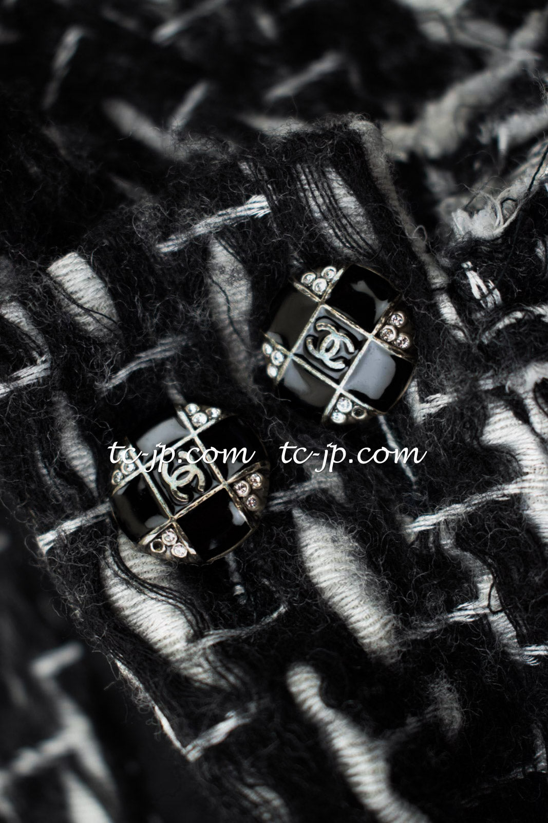 CHANEL 10PF Black White Zipper Stand Collar Jacket Coat 42 シャネル ブラック ホワイト ジッパー スタンド襟 ジャケット コート 即発