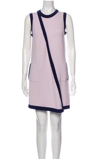CHANEL 15S Lilic Navy Trimming Cashmere Knit Dress 38 シャネル カシミア・ニット・ワンピース 即発