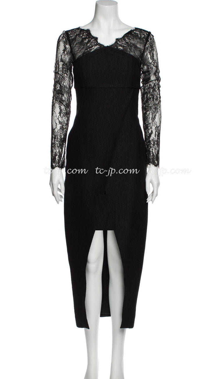 CHANEL 12A $12K Black Lace Long Dress 42 シャネル ブラック・レース・ワンピース・ドレス 即発