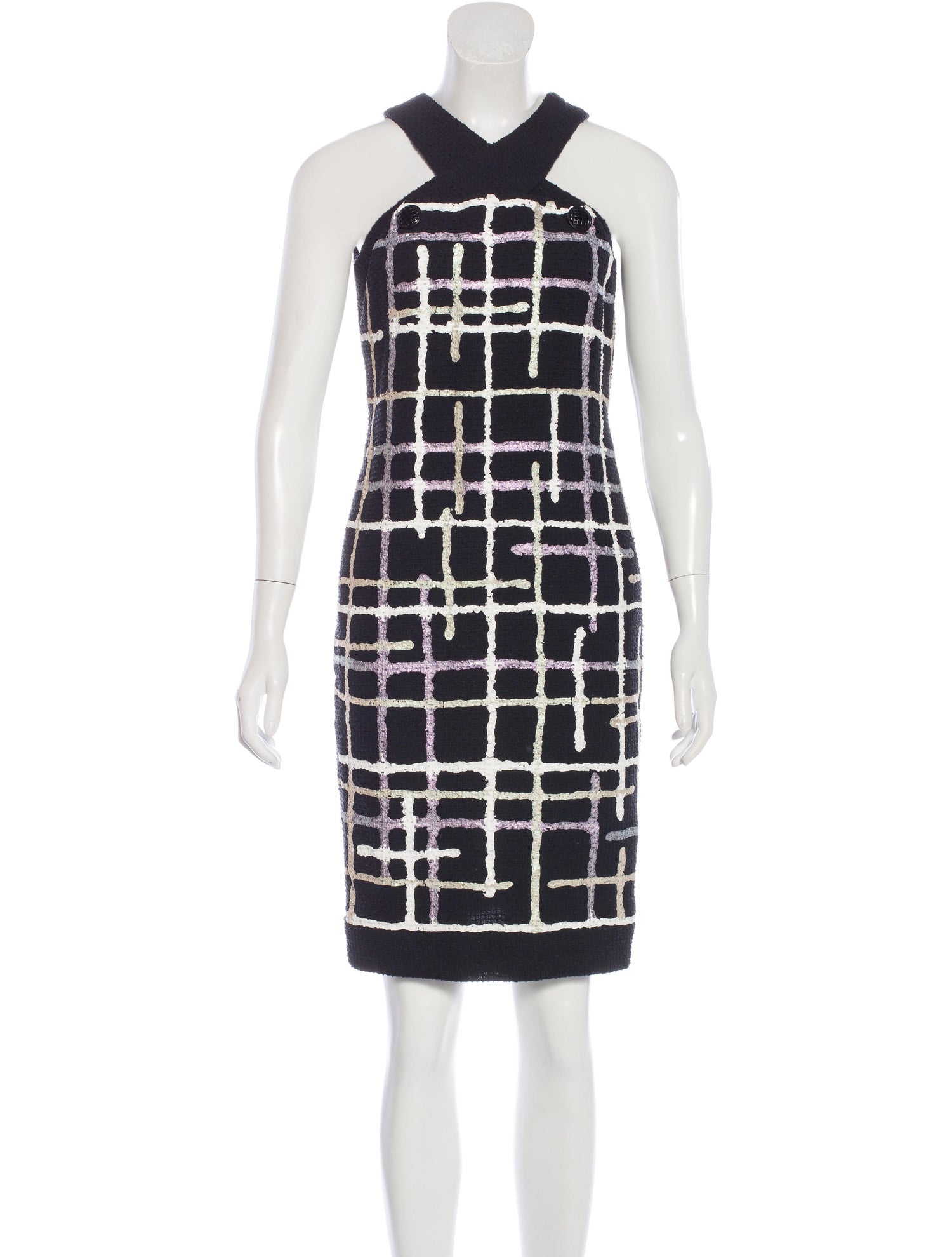 CHANEL 09S Black Sleeveless Tweed Dress 34 シャネル ブラック・ペイント・ワンピース 即発