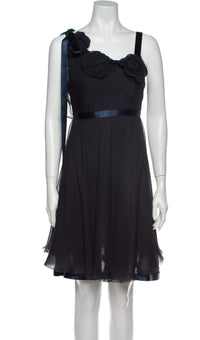 CHANEL 07S Dark Navy Silk Camellia Dress 42 シャネル ダークネイビー・シルク・カメリア・ワンピース 即発 - CHANEL TC JAPAN