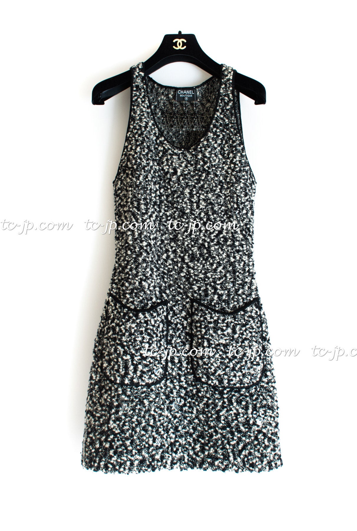 CHANEL 94A Black White Cardigan Jacket & Dress Set 38 シャネル ブラック・ホワイト・カーディガン・ジャケット&ワンピース 即発