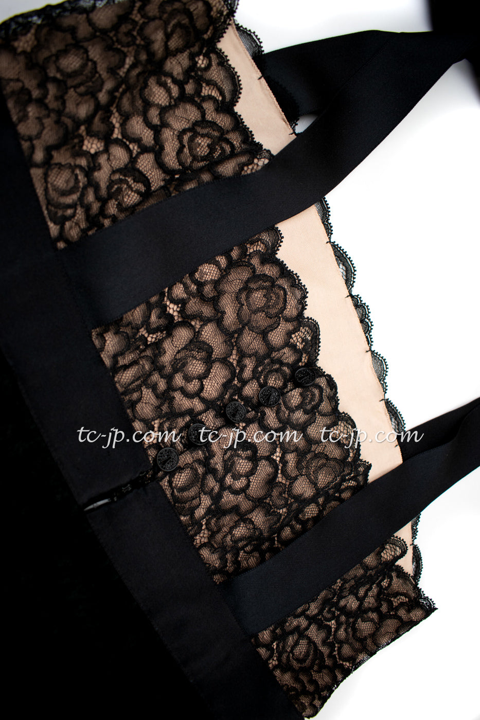 CHANEL 07A Black Lace Velvet Vintage Party Cocktail Dress 38 40 42 シャネル スーパーモデル レース・ブラック・ベルベット ドレス ヴィンテージ・ワンピース 即発