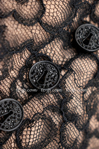CHANEL 07A Black Lace Velvet Vintage Party Cocktail Dress 38 40 42 シャネル スーパーモデル レース・ブラック・ベルベット ドレス ヴィンテージ・ワンピース 即発