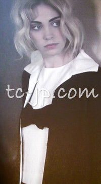 CHANEL 09S Black Ivory Two Tone Color Jacket Dress Carla Bruni 36 38 シャネル ブラック アイボリー  黒白 ツートンカラー ジャケット ワンピース 定番 即発