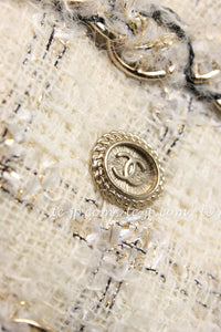 CHANEL 11A $6K Uma Thurman ivory Wool Gold Chain Trimming Dress 34 36 38 シャネル アイボリー ウール チェーン トリム ワンピース 即発