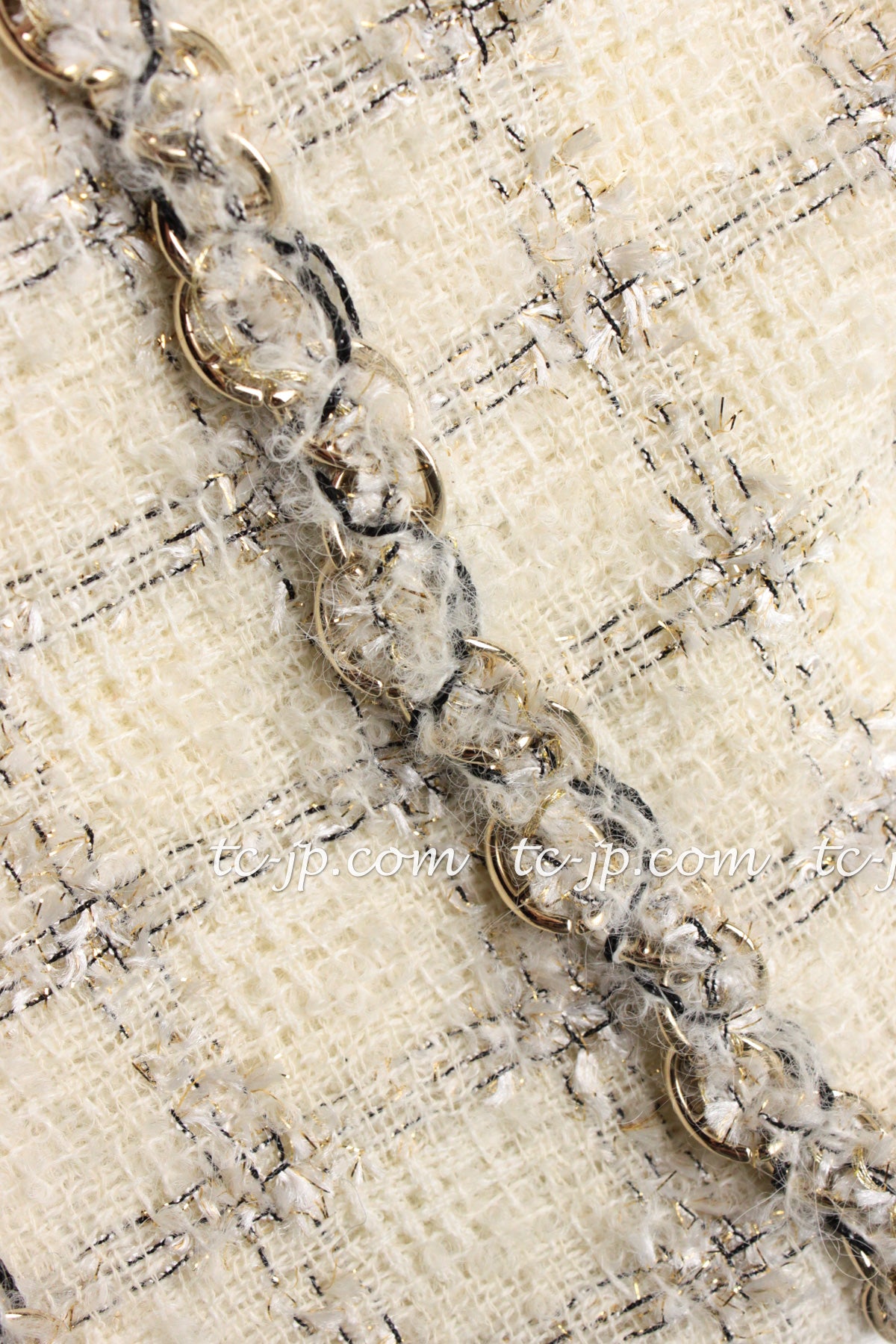 CHANEL 11A $6K Uma Thurman ivory Wool Gold Chain Trimming Dress 34 36 38 シャネル アイボリー ウール チェーン トリム ワンピース 即発