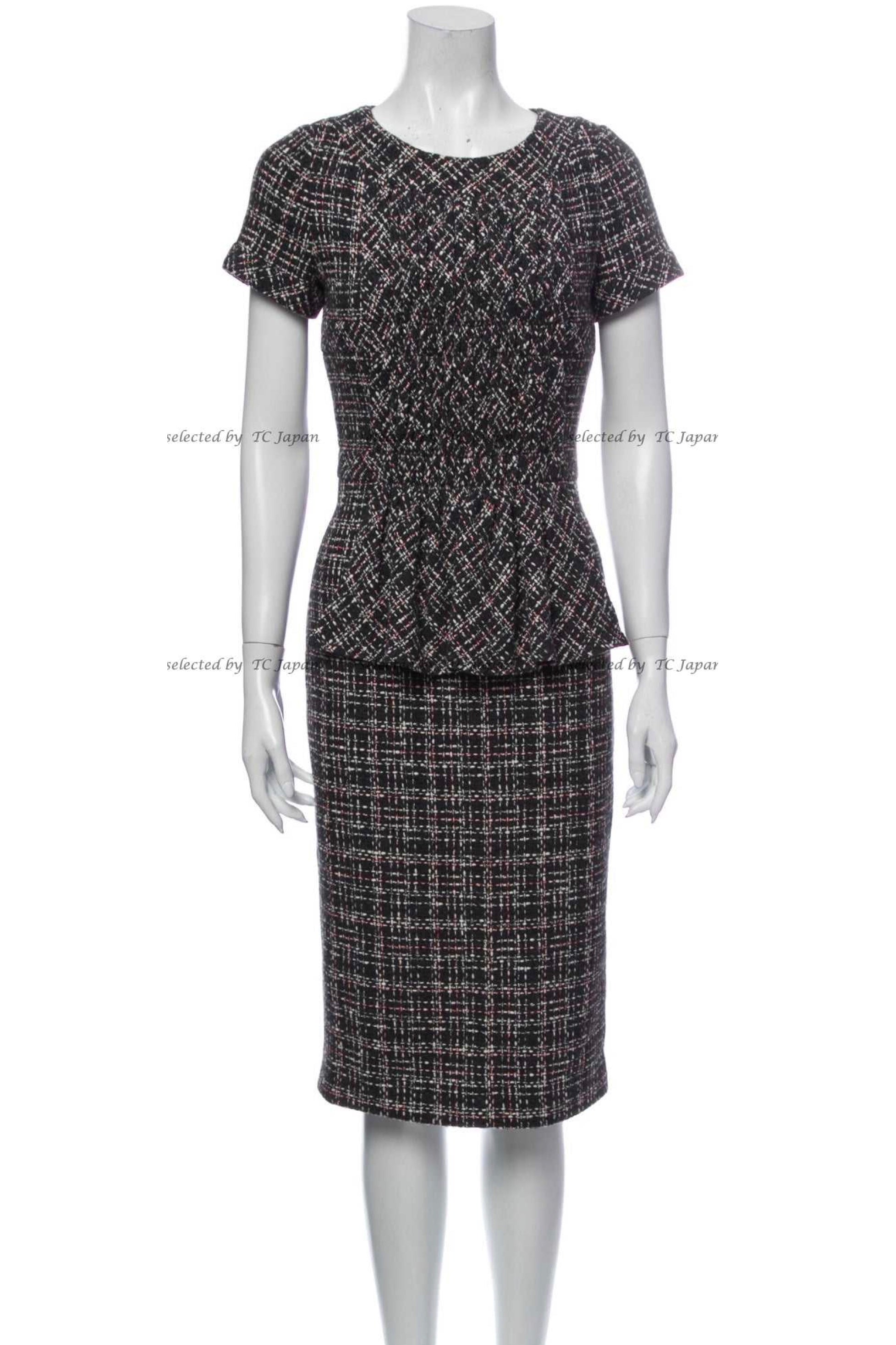 CHANEL 16B Charcoal Gray Tweed Dress 38 シャネル チャコールグレー ウール ツイード ワンピース 即発