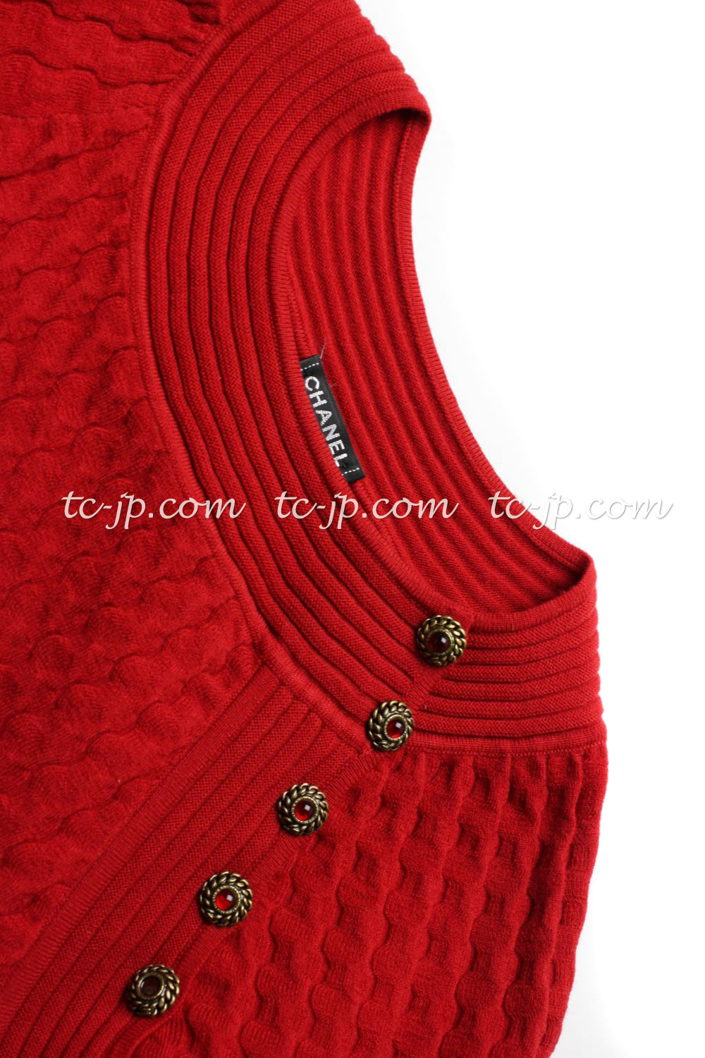 CHANEL 10PF Shanghai Dress Red Black 36 40 シャネル レッド ブラック・ストレッチ・ニット・ワンピース 即発 - CHANEL TC JAPAN