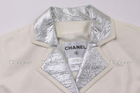 Chanel 12C ivory Creme lambskin jacket with silver collars 38 シャネル アイボリー・レザー・ジャケット新品紙タグ付 - シャネル TC JAPAN