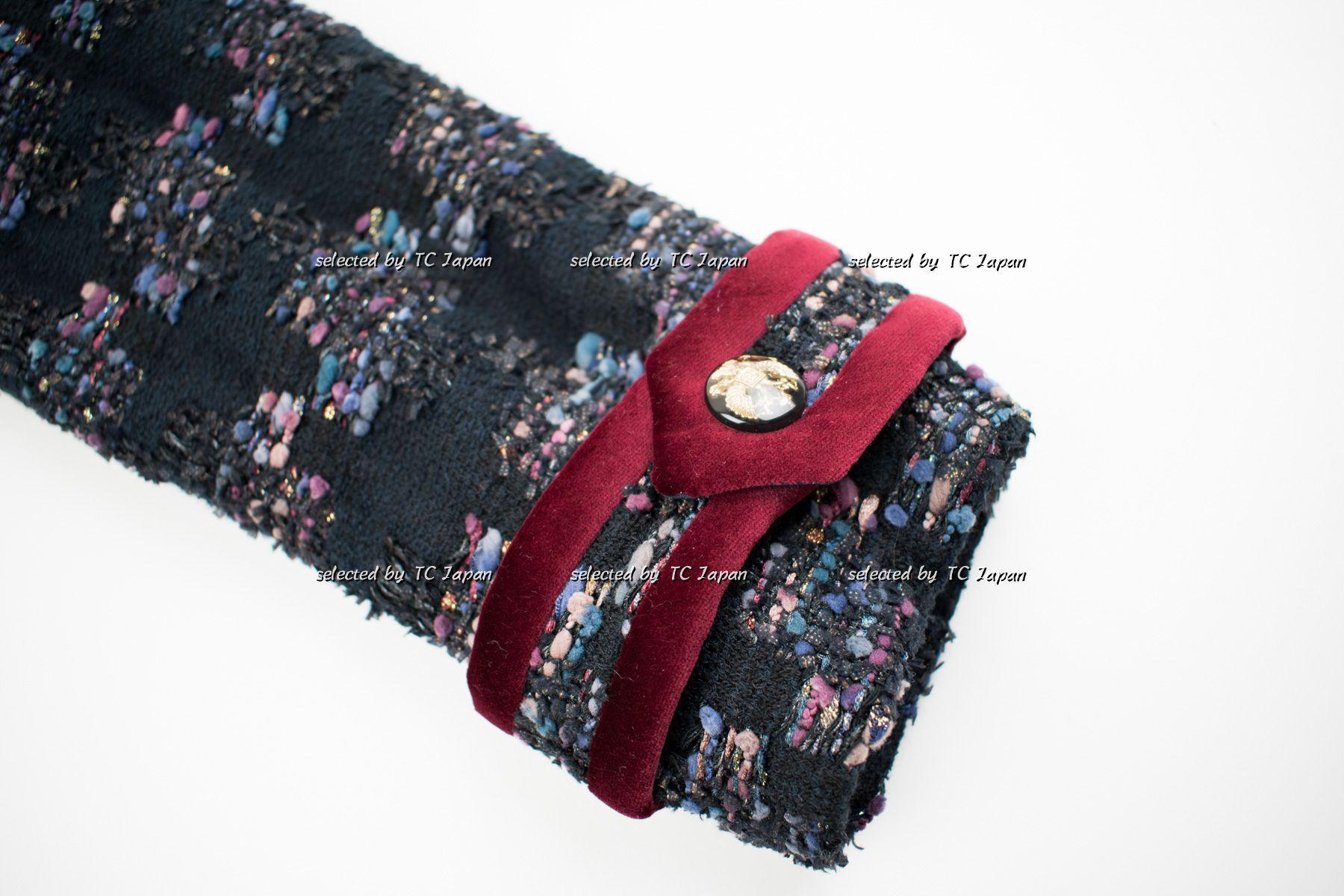 CHANEL 09PF Tweed Velvet Satin Jacket Skirt 40 シャネル ベルベット・サテン・ジャケット・スカート - シャネル TC JAPAN