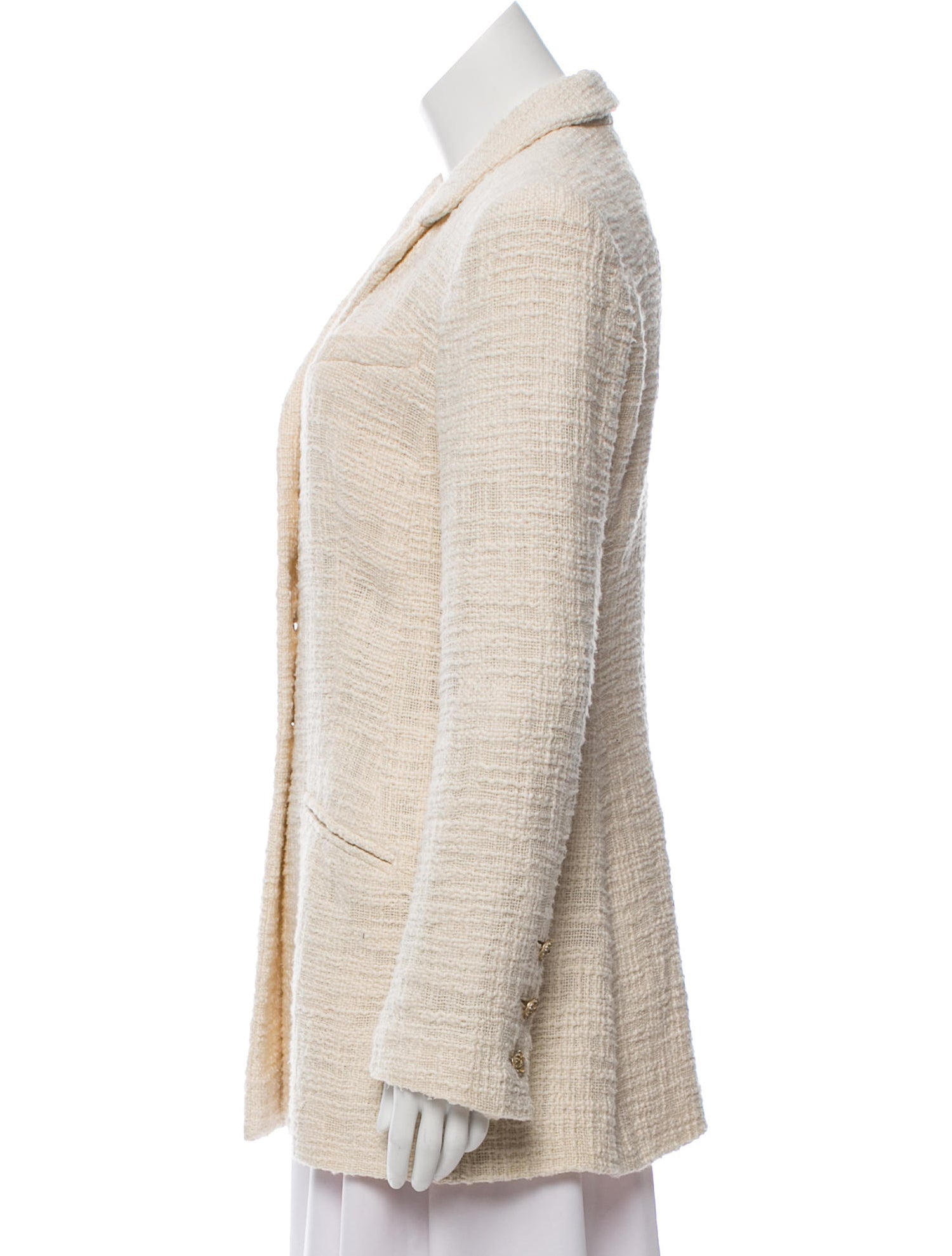 CHANEL 12PF Gripoix Button Ivory Tweed Jacket 36 38 シャネル グリポア宝石ボタン・アイボリー・ツイード・ジャケット 即発