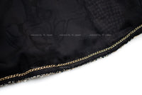 CHANEL 10C Black Ivory Gold Stand Collar Tweed Jacket Skirt Suit 34 40 シャネル ブラック アイボリー ゴールド スタンドカラー ツイード ジャケット スカート スーツ 即発
