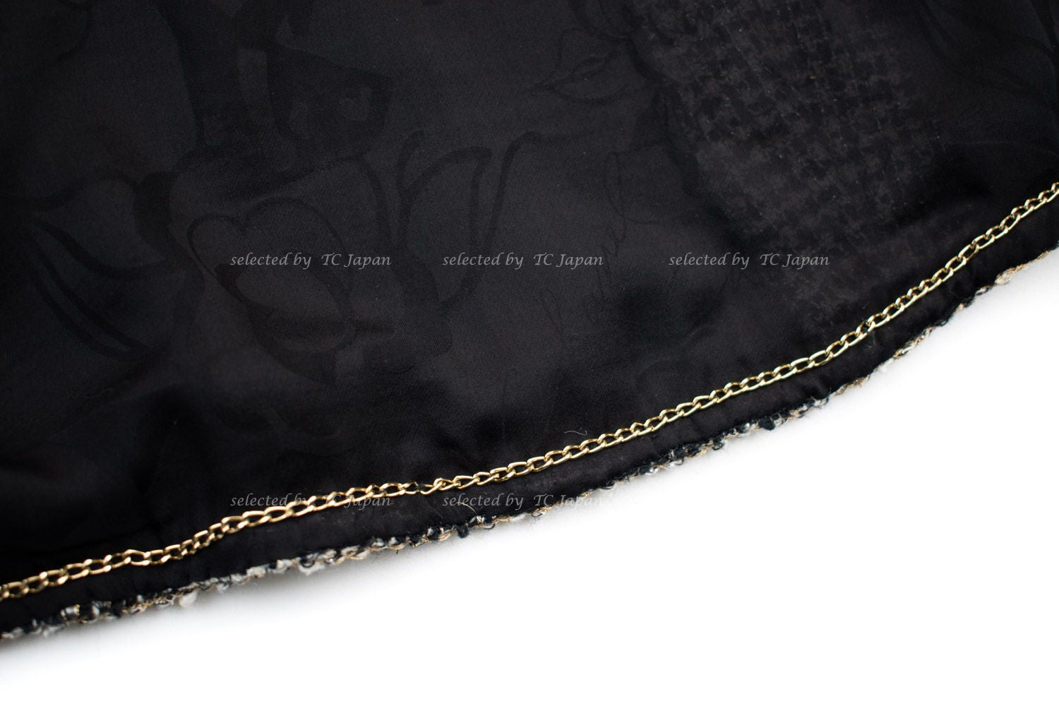 CHANEL 10C Black Ivory Gold Stand Collar Tweed Jacket Skirt Suit 34 40 シャネル ブラック アイボリー ゴールド スタンドカラー ツイード ジャケット スカート スーツ 即発
