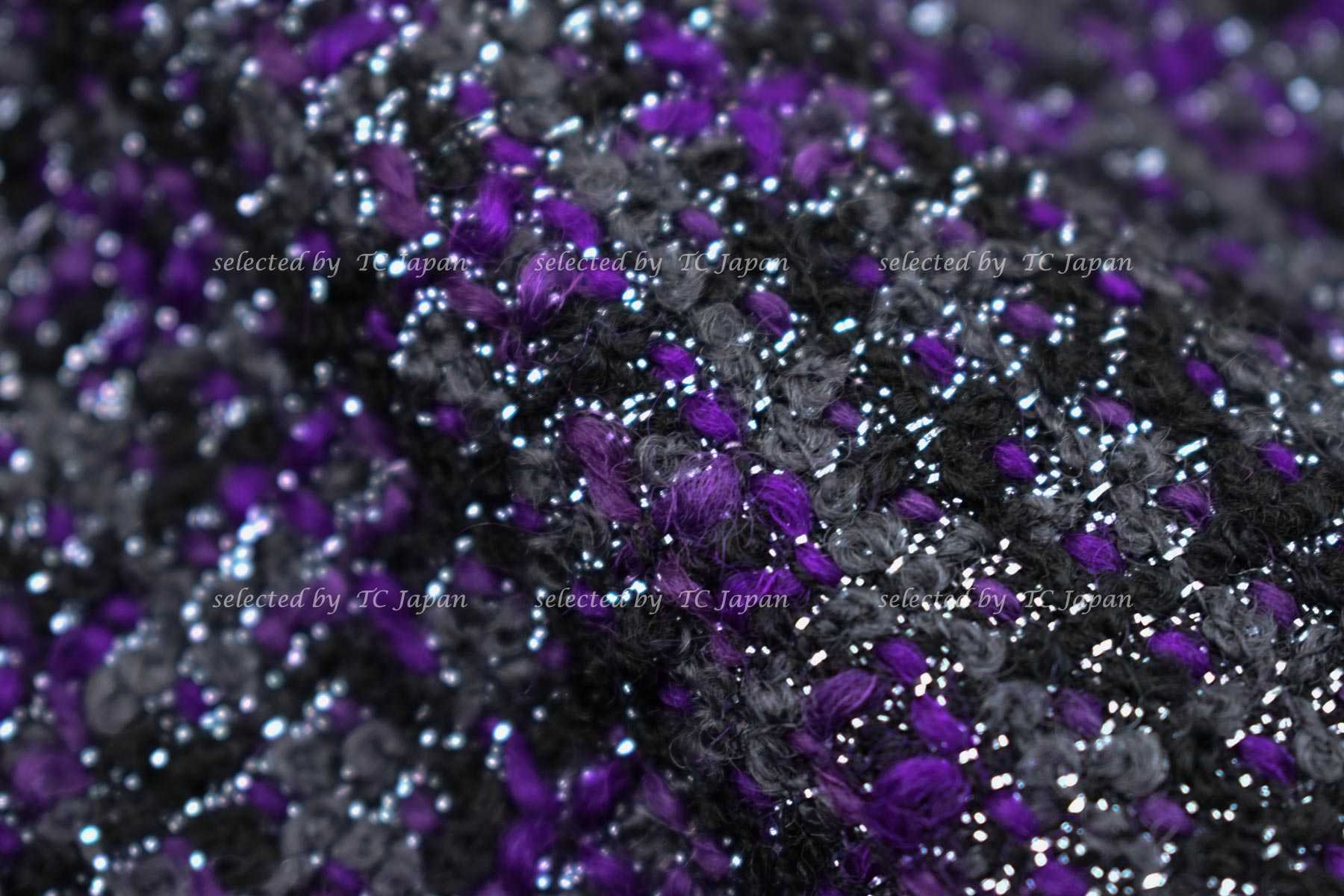 CHANEL 03A Purple Black Metallic Wool Tweed Jacket 38 40 シャネル パープル ブラック ウール ツイード ジャケット 即発