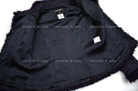 CHANEL 03A Purple Black Metallic Wool Tweed Jacket 38 40 シャネル パープル ブラック ウール ツイード ジャケット 即発