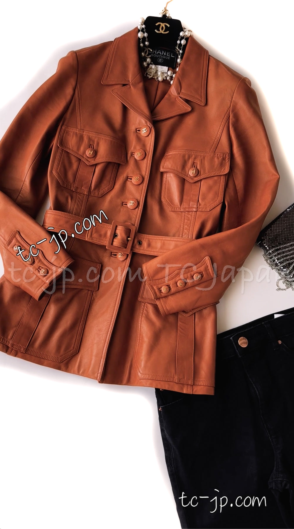 CHANEL 96A Vintage Camel Brown Lambskin Leather Jacket 36 シャネル ヴィンテージ キャメル  ブラウン ラムスキン レザー ジャケット 即発