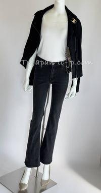 CHANEL 10S Black Riders Zipper Knit Wool Jacket 38 シャネル ブラック・ライダース・ジッパー・ニット・ウール・ジャケット 即発