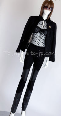 CHANEL 03C Black Camellia Stand Collar Zipper Jacket 40 42 シャネル ブラック・カメリア・スタンドカラー・ジッパー・ジャケット 即発